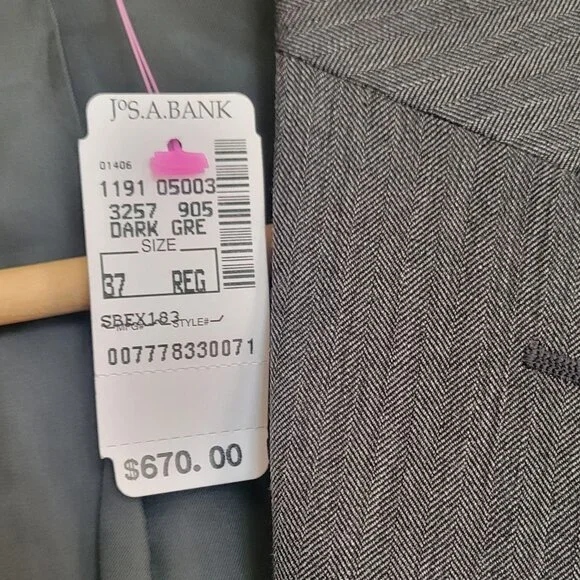 JOS A BANK SIGNATURE🐟 Herringbone Wool Jacket Blazer Suit Top Sport Coat 37~38R